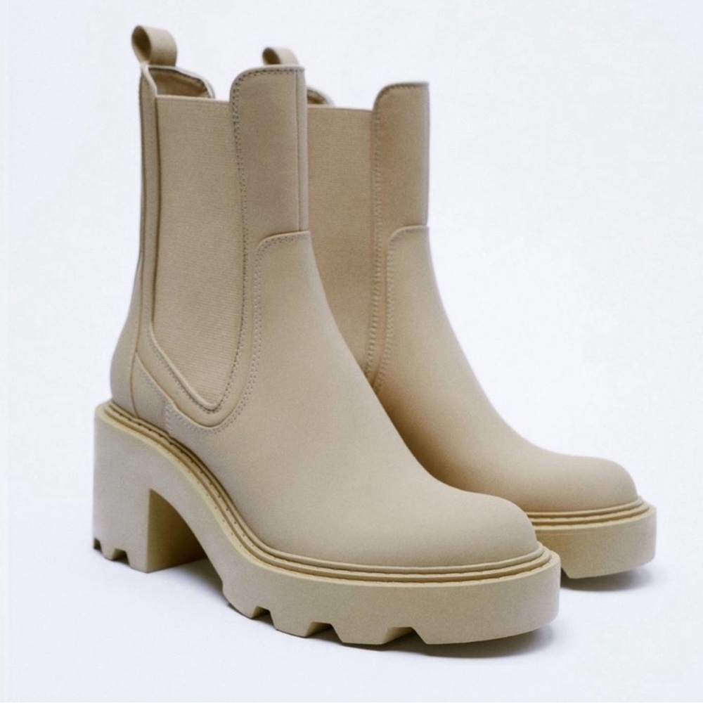 Women's Tan Chelsea Boots by ZARA.
